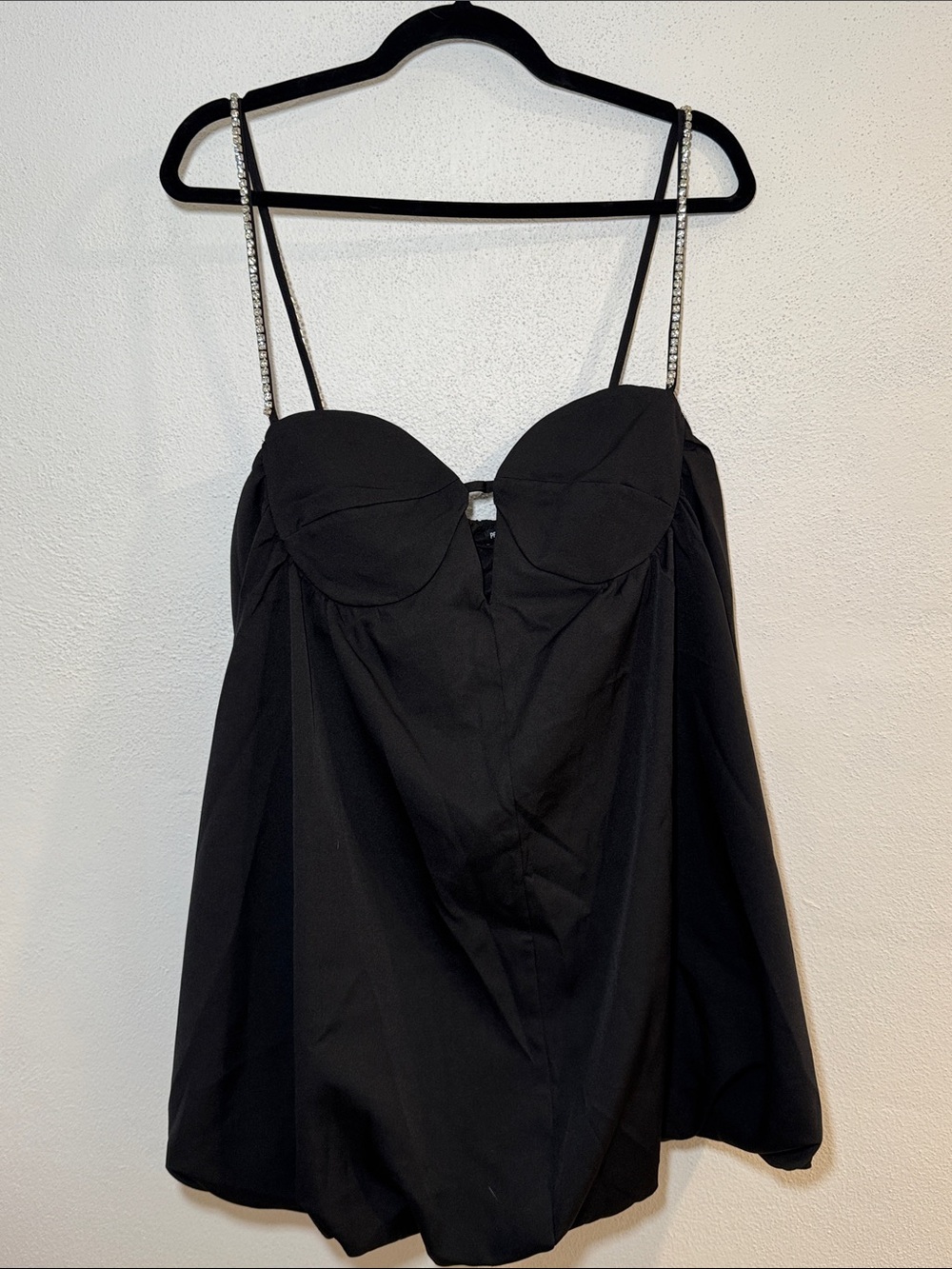PrettyLittleThing Black Mini Dress with Rhinestone Straps